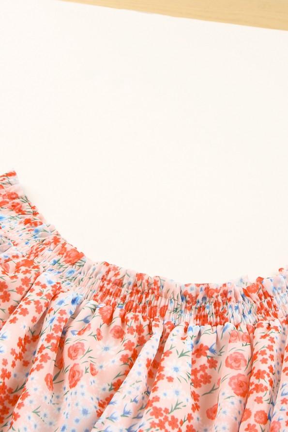 Obleka s cvetličnim potiskom in odprtimi rameni Natalie