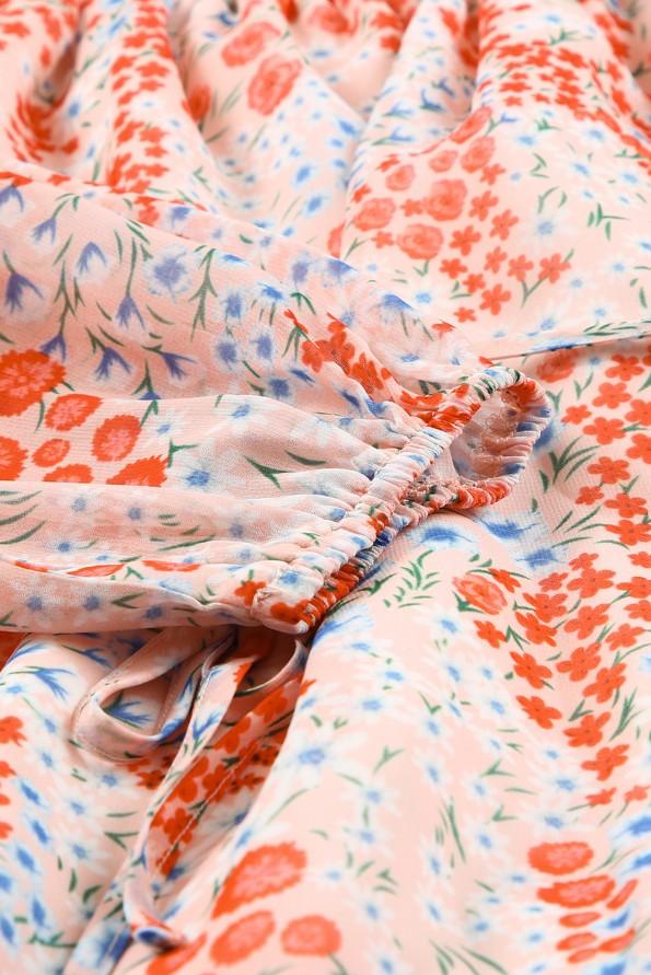 Obleka s cvetličnim potiskom in odprtimi rameni Natalie