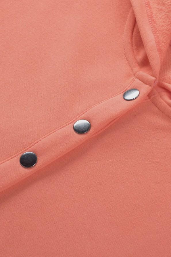 Oranžna majica s kapuco Henley z rokavi in batwingi