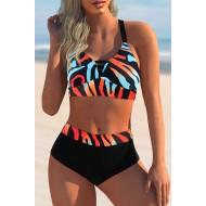 Oranžni bikini z visokim pasom z vdolbino na hrbtu Isolde