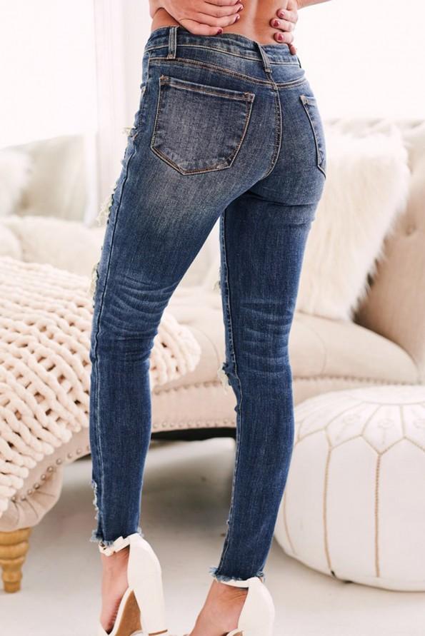 Raztegnjene bombažne kavbojke s srednje visokimi leopardnimi našitki Madelyn