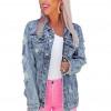 Raztrgana nebesno modra denim jakna z  gumbi Margareta