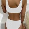 Rebrasti bikini z belimi nazobčanimi robovi White