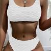 Rebrasti bikini z belimi nazobčanimi robovi White