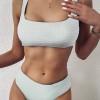 Rebrasti bikini z belimi nazobčanimi robovi White