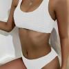 Rebrasti bikini z belimi nazobčanimi robovi White