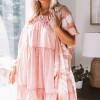 Roza kimoni s tie-dye z zarezami Gianna