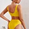 Seksi bikini komplet rumene navadne rebraste teksture