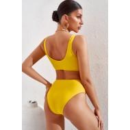 Seksi bikini komplet rumene navadne rebraste teksture