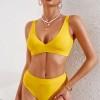 Seksi bikini komplet rumene navadne rebraste teksture