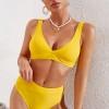 Seksi bikini komplet rumene navadne rebraste teksture