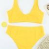 Seksi bikini komplet rumene navadne rebraste teksture