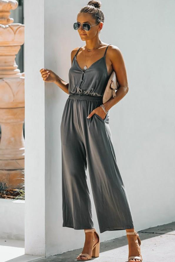 Siv kombinezon z naramnicami Wanda