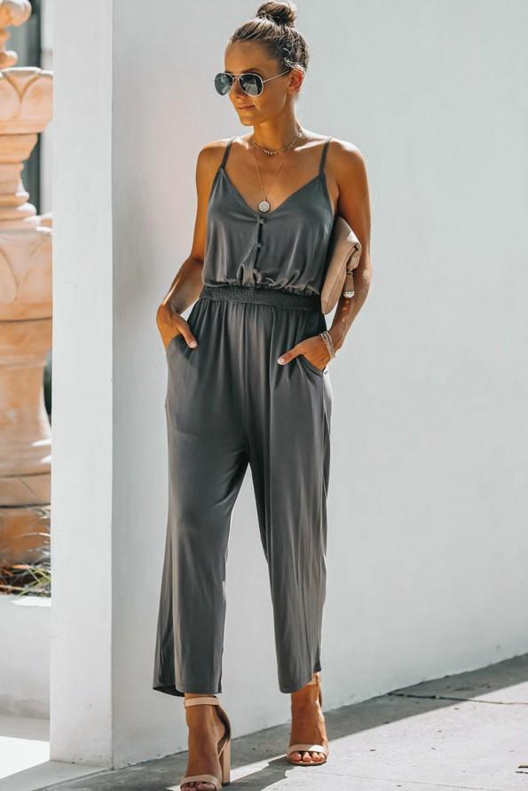 Siv kombinezon z naramnicami Wanda