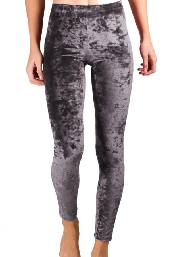 Sive žametne hlače z visokim dvigom Gianna