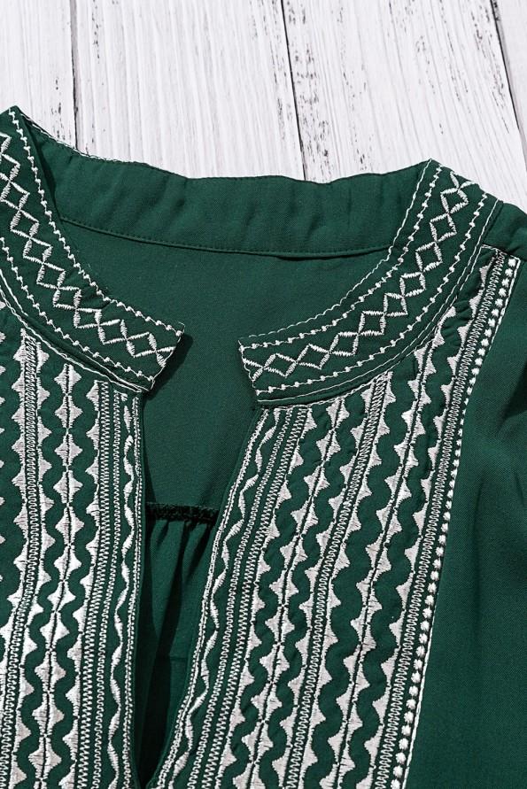 Sprednja vezena bluza z dolgimi rokavi do komolca Susanne