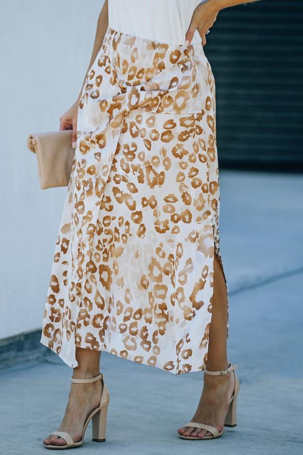 Sprednje dolgo krilo z leopardovim vzorcem Camila