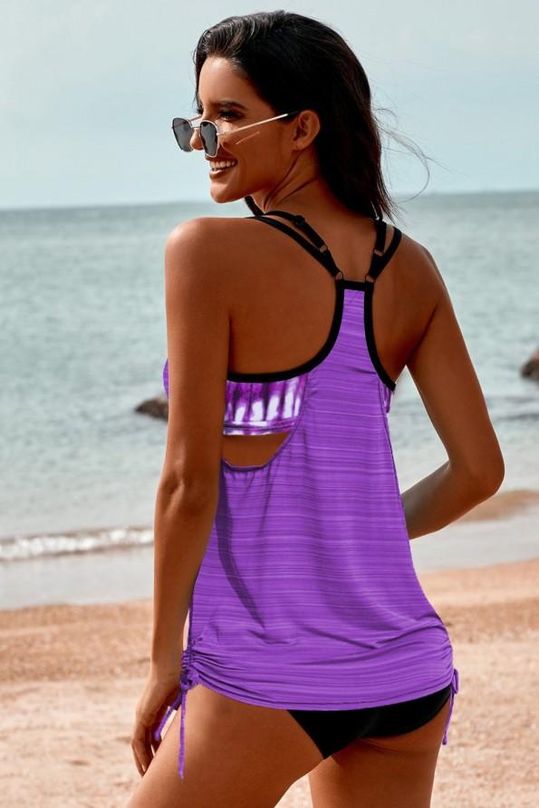 Tankini kopalke s podloženo vijolično potiskano barvo Violla