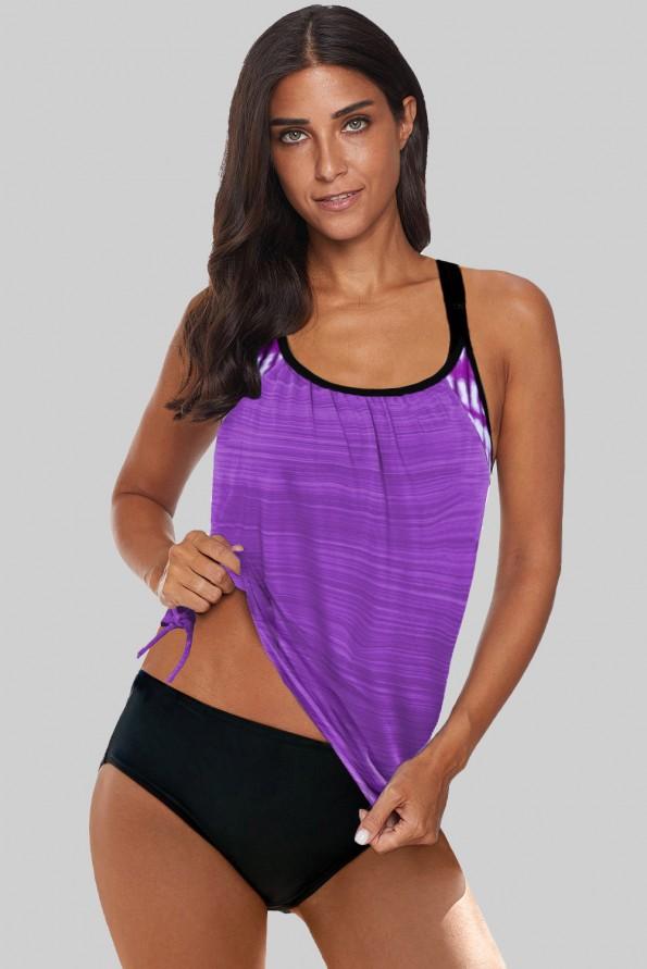 Tankini kopalke s podloženo vijolično potiskano barvo Violla