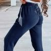 Temno modre jogger hlače z žepom in vrvicami z resicami Adeline