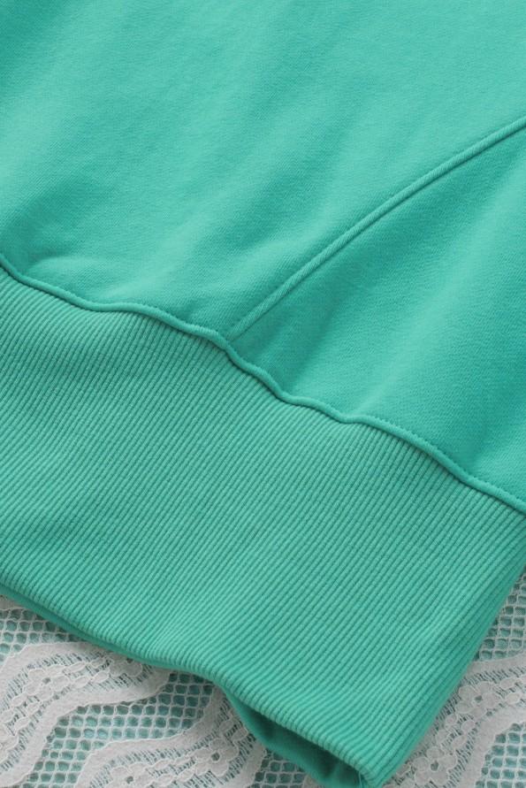 Turkizna majica s kapuco Henley z rokavi