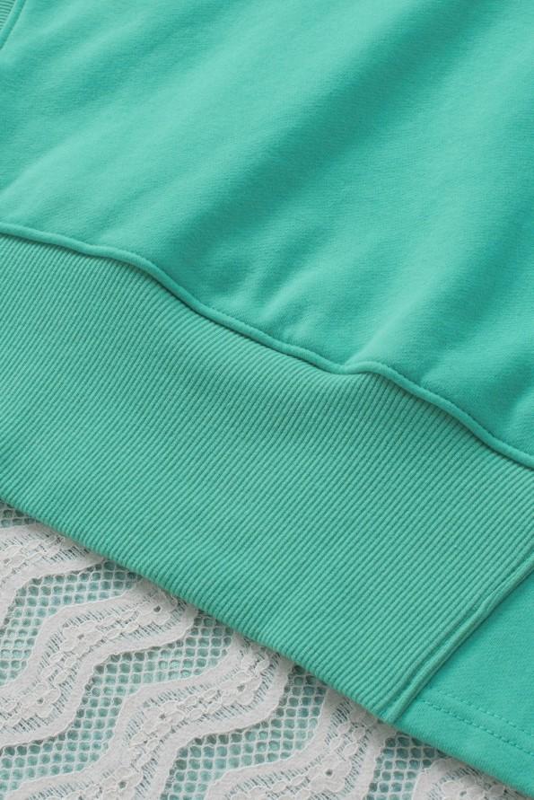 Turkizna majica s kapuco Henley z rokavi