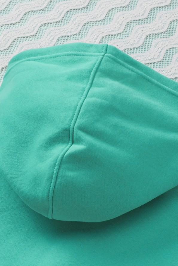 Turkizna majica s kapuco Henley z rokavi