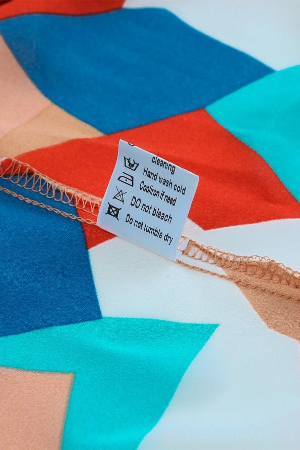 Večbarvna bluza z abstraktnim vzorcem in puhastimi rokavi Renna