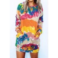 Večbarvna dolga pisana majica - obleka Astrid