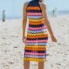 Večbarvna črtasta pletena obleka brez rokavov Barbara