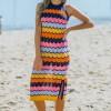 Večbarvna črtasta pletena obleka brez rokavov Barbara