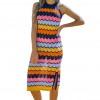 Večbarvna črtasta pletena obleka brez rokavov Barbara