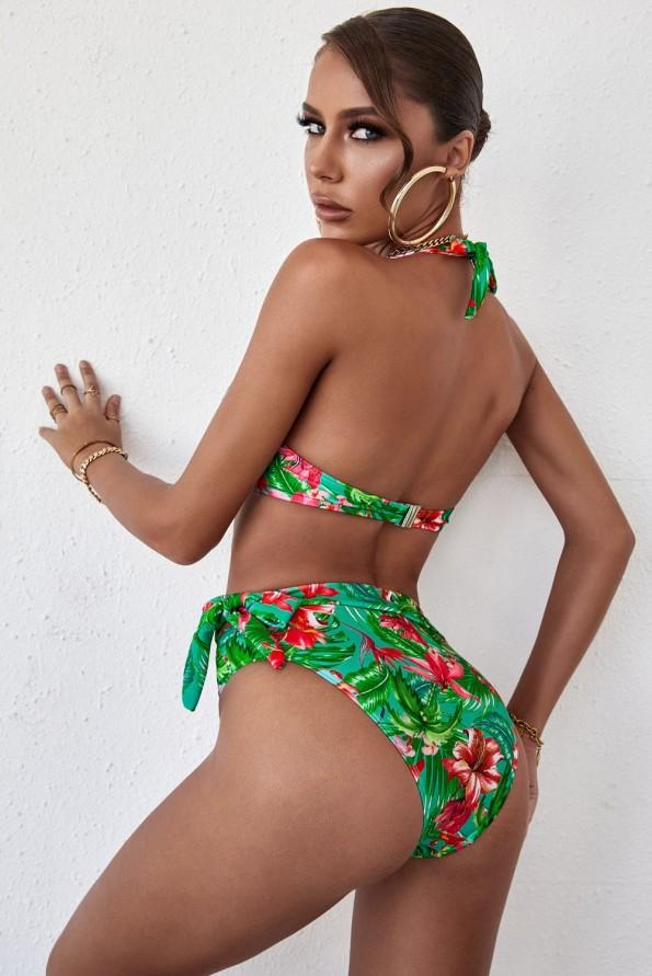 Večbarvni komplet bikini s cvetličnim potiskom Sandra