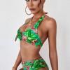 Večbarvni komplet bikini s cvetličnim potiskom Sandra
