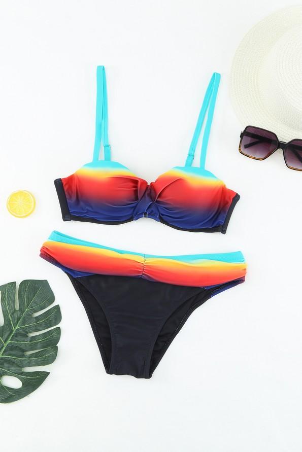 Večbarvni komplet bikini s podloženim push up Nikki