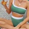 Zeleni komplet bikini z visokim pasom na eno ramo Ulla