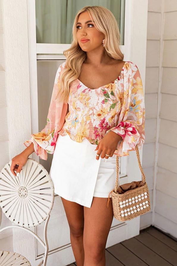 Zgornja meja z v-izrezom in rokavi Kiara