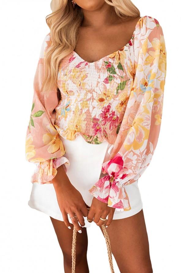 Zgornja meja z v-izrezom in rokavi Kiara