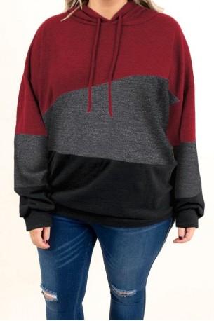 Barvno mešan jopa s kapuco Briella za močnejše