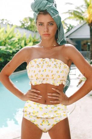 Bel bikini komplet Selene s potiskom sadja