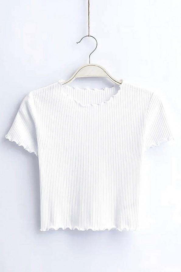 Bel crop top Amiyah z rebrastimi robovi