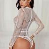 Bel drzen bodysuit Makenzie z dolgimi rokavi