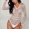 Bel drzen bodysuit Makenzie z dolgimi rokavi