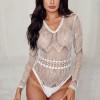 Bel drzen bodysuit Makenzie z dolgimi rokavi
