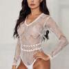 Bel drzen bodysuit Makenzie z dolgimi rokavi