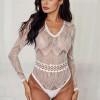 Bel drzen bodysuit Makenzie z dolgimi rokavi