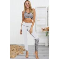 Bel komplet za jogo Sloane z leopardjim potiskom