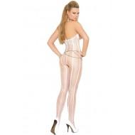 Bel mrežast bodystocking Madilyn z odprtim košem