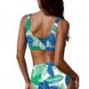 Bel preprost bikini Nadia s tropskim motivom