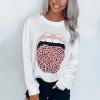 Bel pulover Katherine s potiskom ustnice